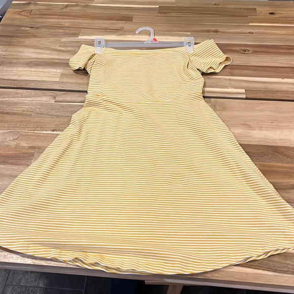 Old Navy Dresses & Skirts - Yellow and white striped off the shoulder dress!